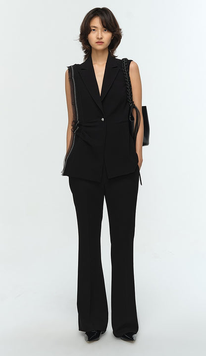 COMME MOI Lu Yan designer's new women's classic black slim acetic bell bottoms - GREAT.