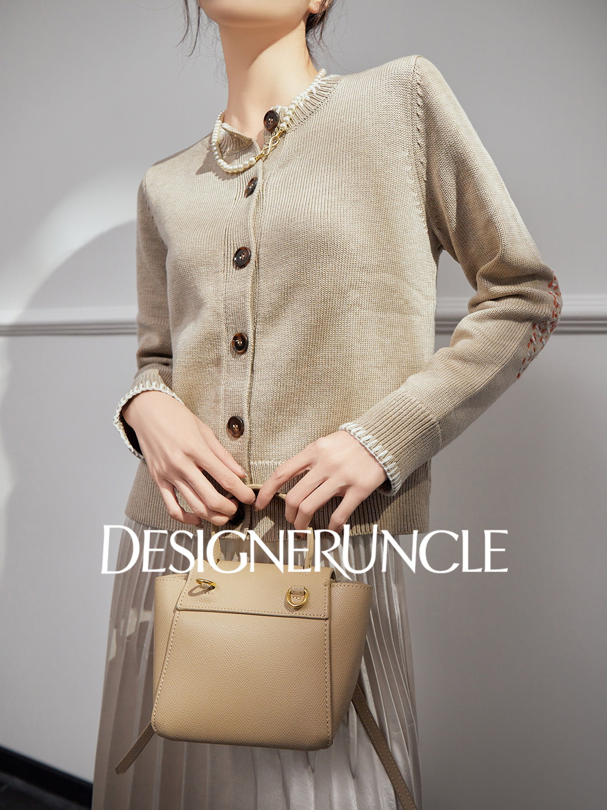 DGU "Twilight" khaki knitted sweate women's fur versatile slimming top - Carla.