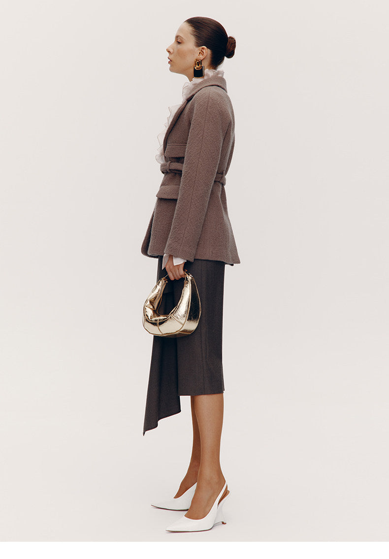 ATELIER MISS LU [Fiddler Poet] Irregular Vertical Sheep Wool Blend Skirt -  GLORY.