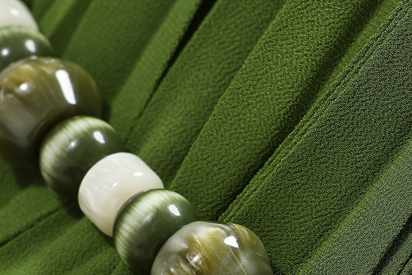WANGXO | Natural Stone Beaded Halterneck Flowing A-Line Umbrella Skirt -ZENA