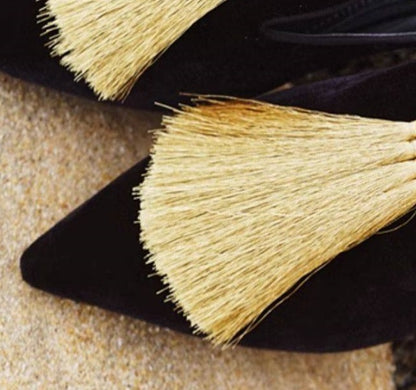 B-FEI Pointed Toe Flat Mules Gold Slippers-LEE.
