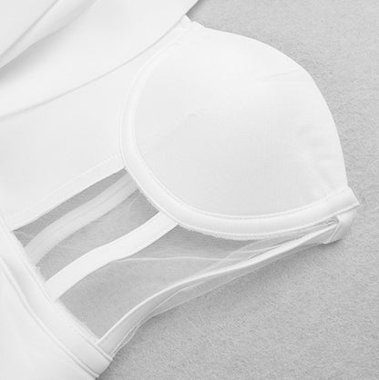 DOLLY Elegant Ruffled Off Shoulder Hollow Waist Irregular Hem Dinner Dress-NINA