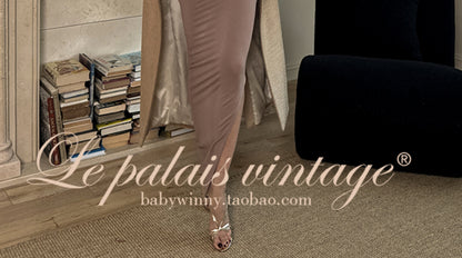 Le Palais Vintage Elegant Brown Aysmmetrical Wrap Short/ Long Dress-POA.