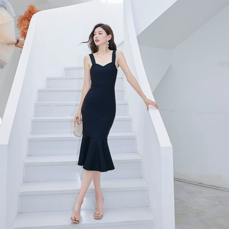 DOLLY Luxury French Style Sleeveless Slim Fit Long Fish Tail Banquet Dress-NARA