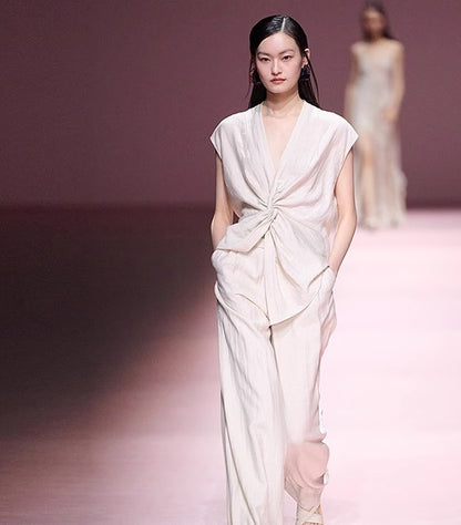 COMME MOI Summer Pleated Elasticated Wide-leg Pants - MOSES.