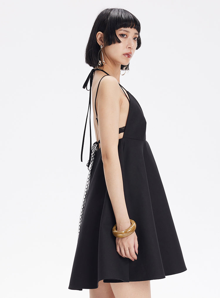 TINY IN lace slip short black dress -RAYS