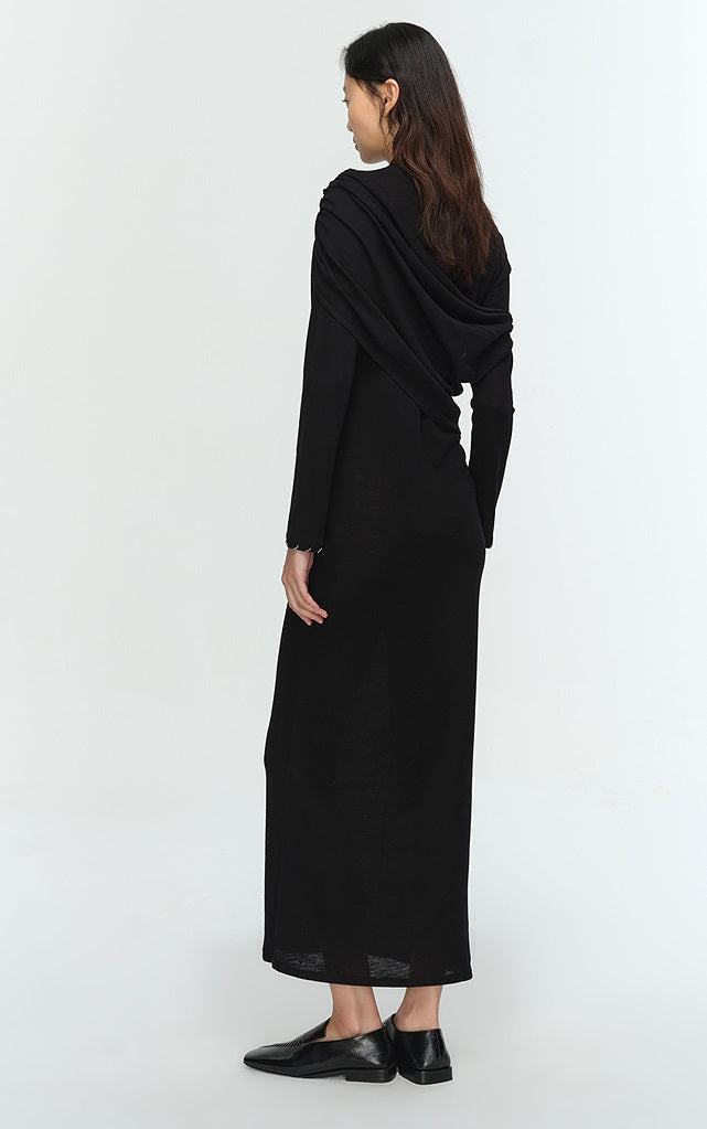 COMME MOI Lu Yan designer new women's wrap-around silk wool knitted dress - AHMED.
