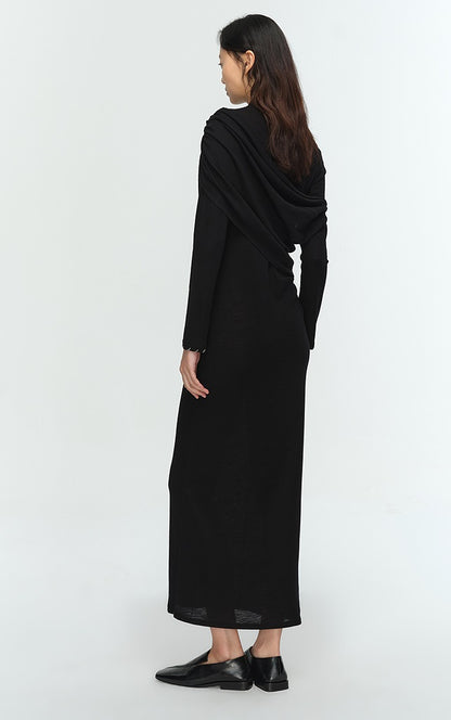 COMME MOI Lu Yan designer new women's wrap-around silk wool knitted dress - AHMED.