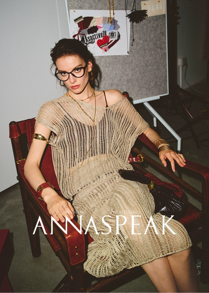 ANNASPEAK Lightweight and breathable cut-out fine glitter top skirt set summer-TOSE.
