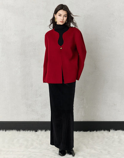 HECO winter double-sided woolen  black red apricot coat women - glory.
