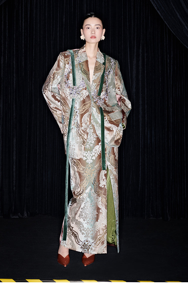 M essential Mackay designer vine pattern embroidery marble print jacket skirt suit- Eden.