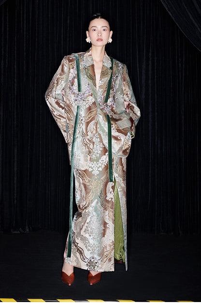 M essential Mackay designer vine pattern embroidery marble print jacket skirt suit- Eden.