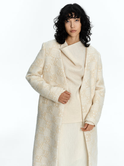 SERRER Off-white textured stacked collar wool top - RIMA.