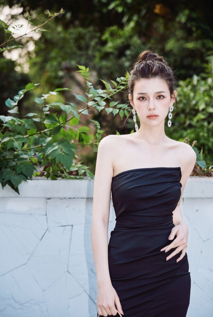 DOLLY Luxury Black Retro Chest Wrap Sleeveless Pleated Slim Fit Mermaid Dinner Dress-IVORY