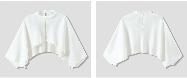 COMME MOI Lv Yan designer summer new women's small stand collar white cape top - DAISY.