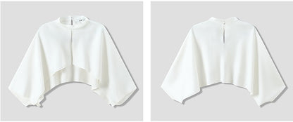 COMME MOI Lv Yan designer summer new women's small stand collar white cape top - DAISY.