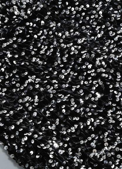 DOLLY Elegant Retro Style Crew Neck Long Sleeve Sequin Long Banquet Dress-TANIA