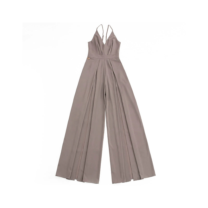 Le Palais Vintage sleek royal sister with a slit wide-leg pant-GANIRU.