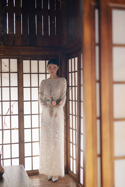 GOUDIN luxury high-end long sleeve evening dress- JADE.