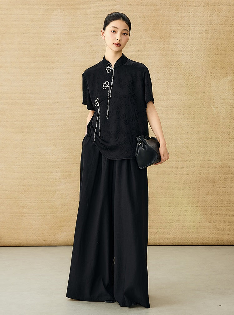 HECO Acetate High Waist Wide-leg Pants - TREY.