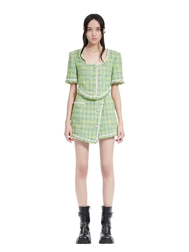 YES BY YESIR | Truncated Wide Tweed Cropped Jacket - MILISSA.