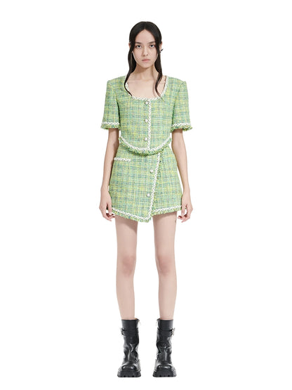 YES BY YESIR | Truncated Wide Tweed Cropped Jacket - MILISSA.