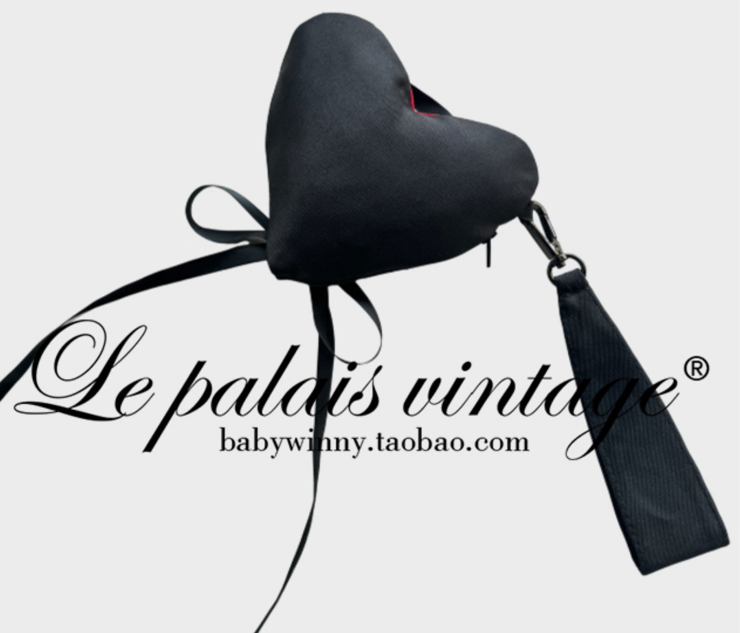 Le Palais Vintage Luxury Valentine's Day Black and Red Heart Strappy Mini Pouch-Rexona