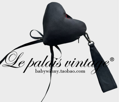 Le Palais Vintage Luxury Valentine's Day Black and Red Heart Strappy Mini Pouch-Rexona