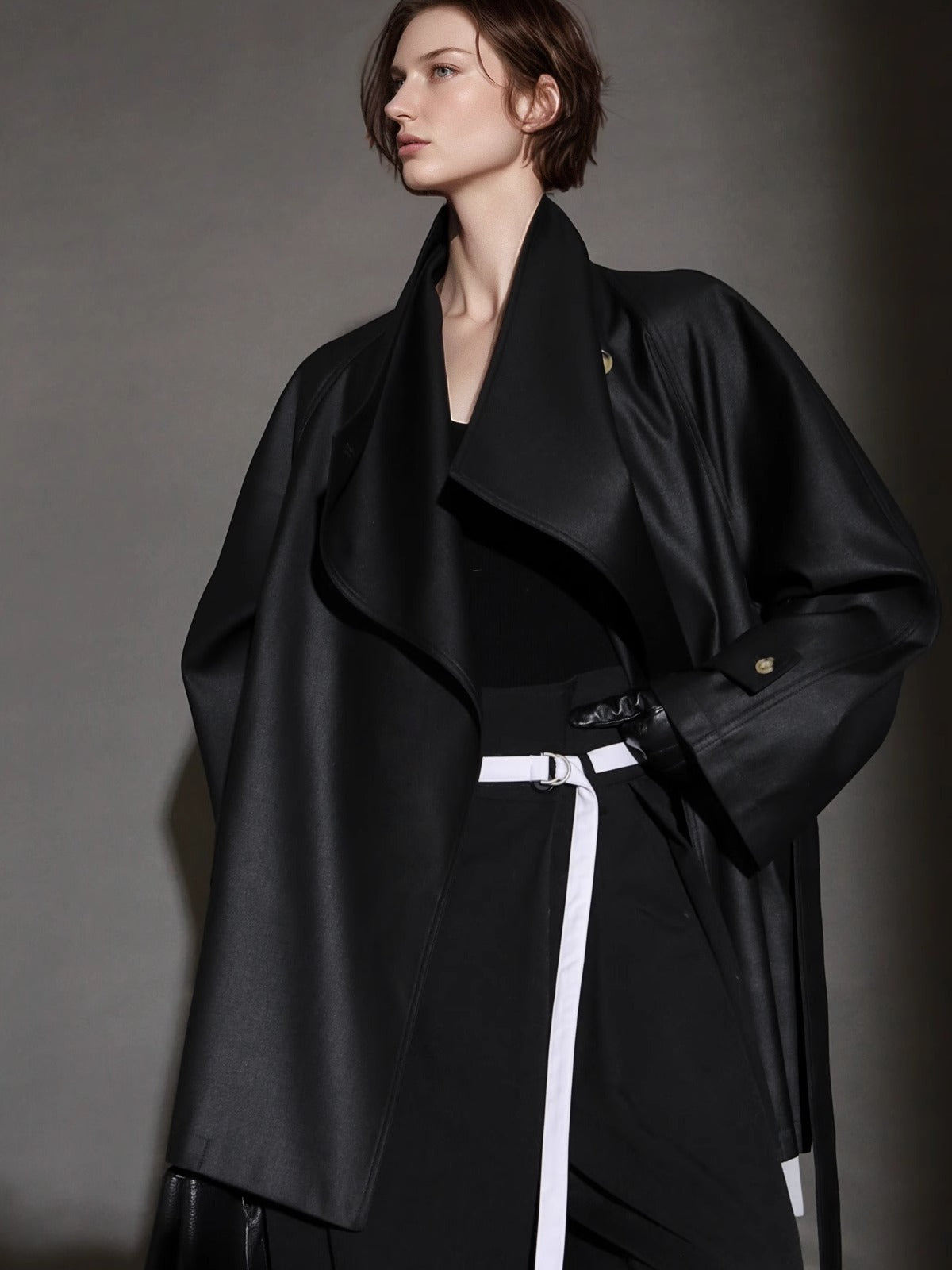 PIAOIN Silhouette design short windbreaker women's luxury jacket commuter-JEAN