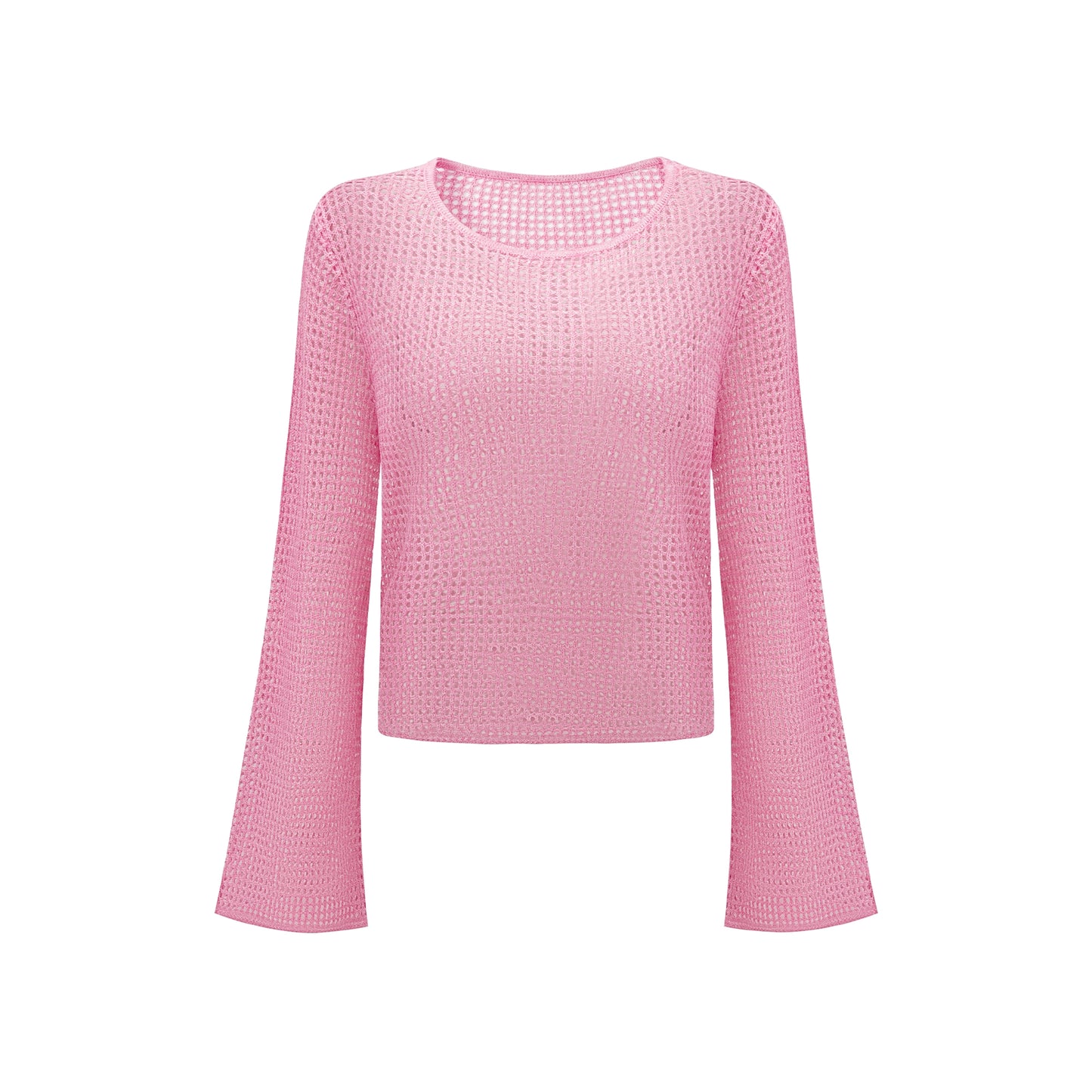 CHICHY long-sleeved cut-out gradient blended pink wool knit chic top-JARVIS