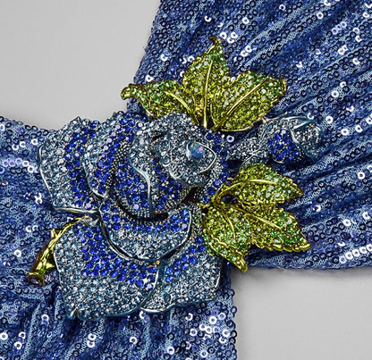 DOLLY Elegant Crew Neck Long Sleeve Slim Fit Sequin Long Evening Dress-IIANA