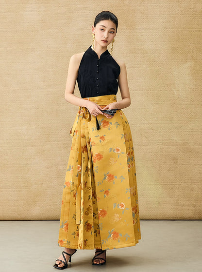 HECO Jacquard Horse Face Pleated Maxi Skirt  - COARSE.