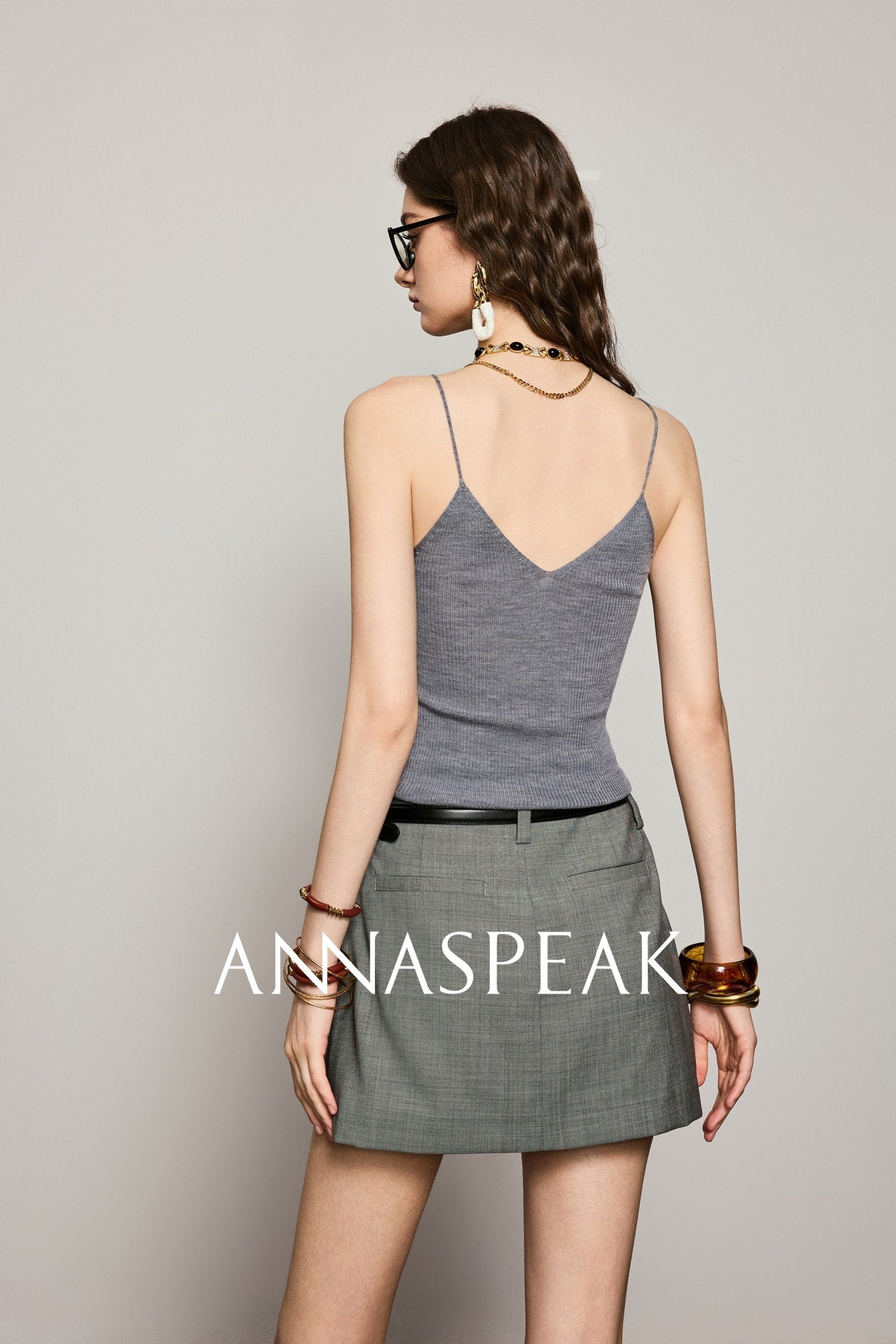 ANNASPEAK wool minimalist side zipper A-skirt-NIRA.