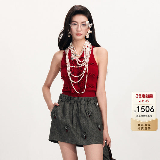 FAME bow beaded knitted vest - ANASTASIA