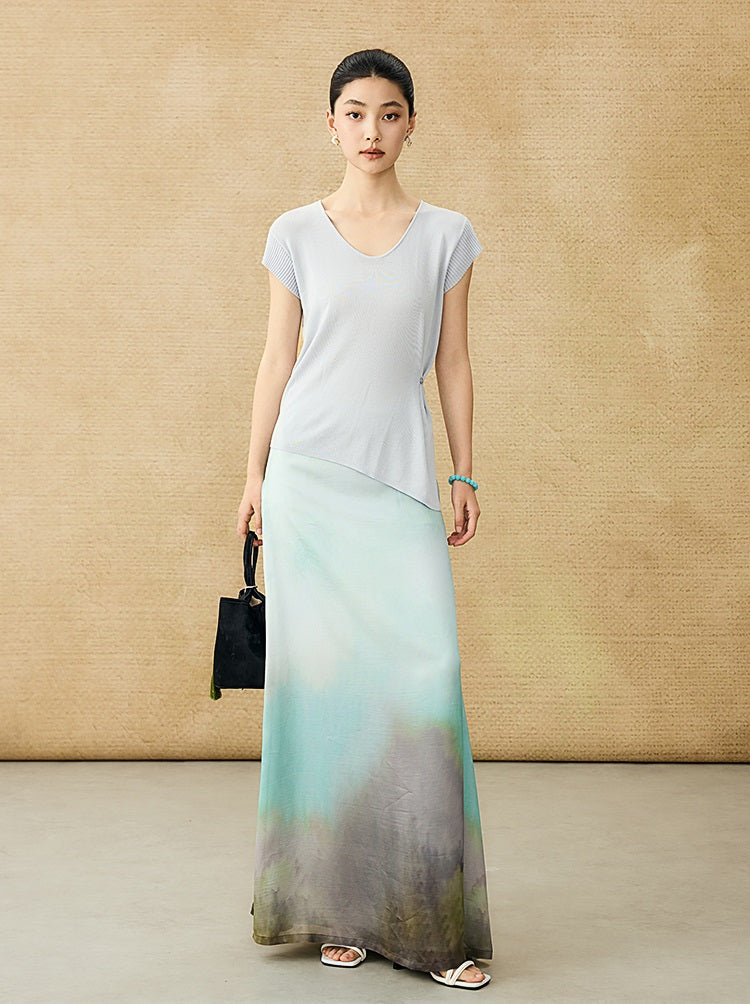 HECO Chinese Versatile Beveled Side Buckle V-Neck Knit Top - BREA.