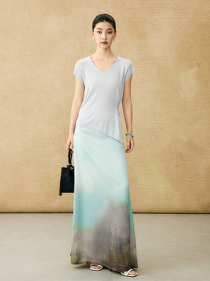 HECO Chinese Versatile Beveled Side Buckle V-Neck Knit Top - BREA.