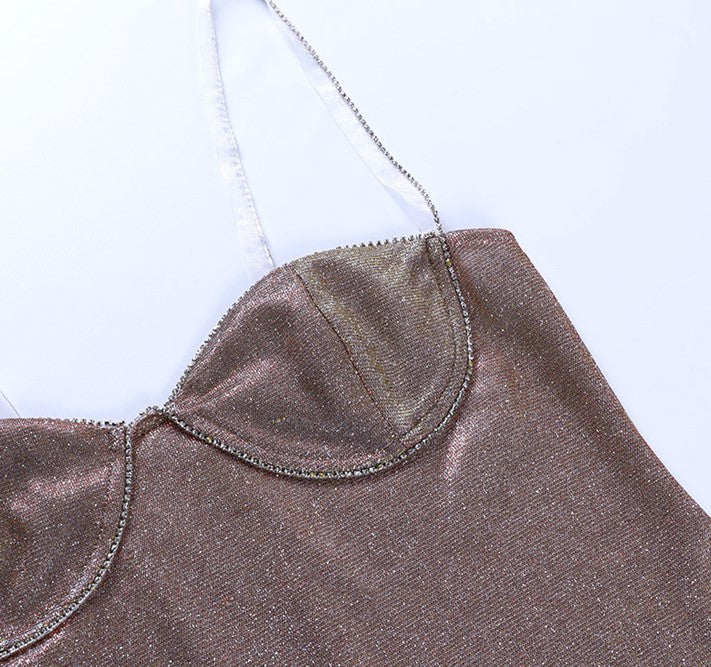 DOLLY Luxury Sleeveless One Shoulder Hollow Sequin Sexy Party Dress-THALEIA