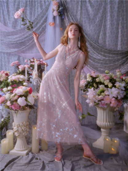 Wardrobes by Chen High End Sleeveless Wrap Embroidered Bead Dress-Sama