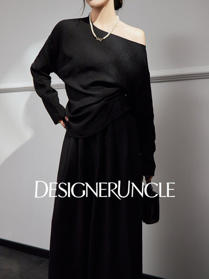 DGU "Night Chanting" black knitted suit women's loose slimming high-end foreign style - COMU.
