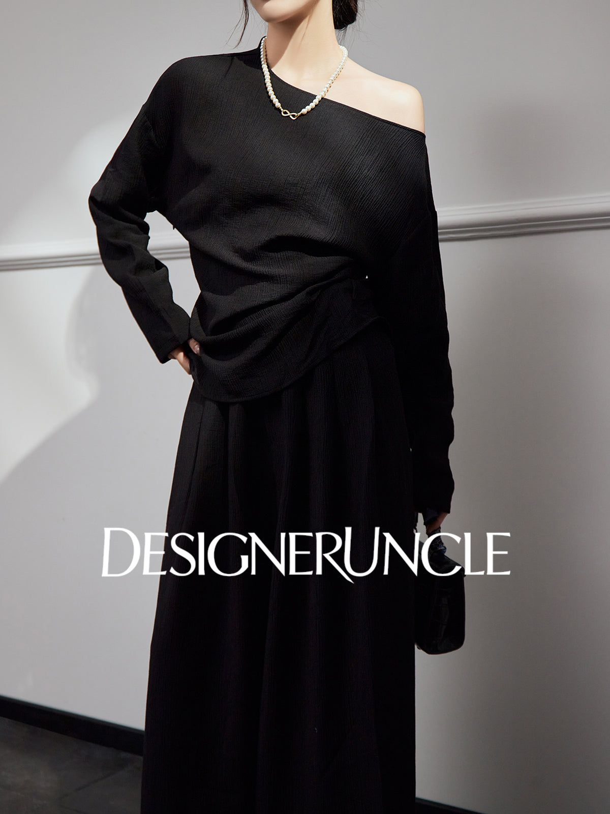 DGU "Night Chanting" black knitted suit women's loose slimming high-end foreign style - COMU.