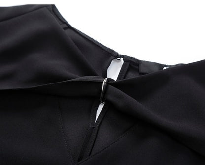 COMME MOI Designer Lu Yan Black Acetate Cutout Design Kink Pleated Shirt - LAINEY.
