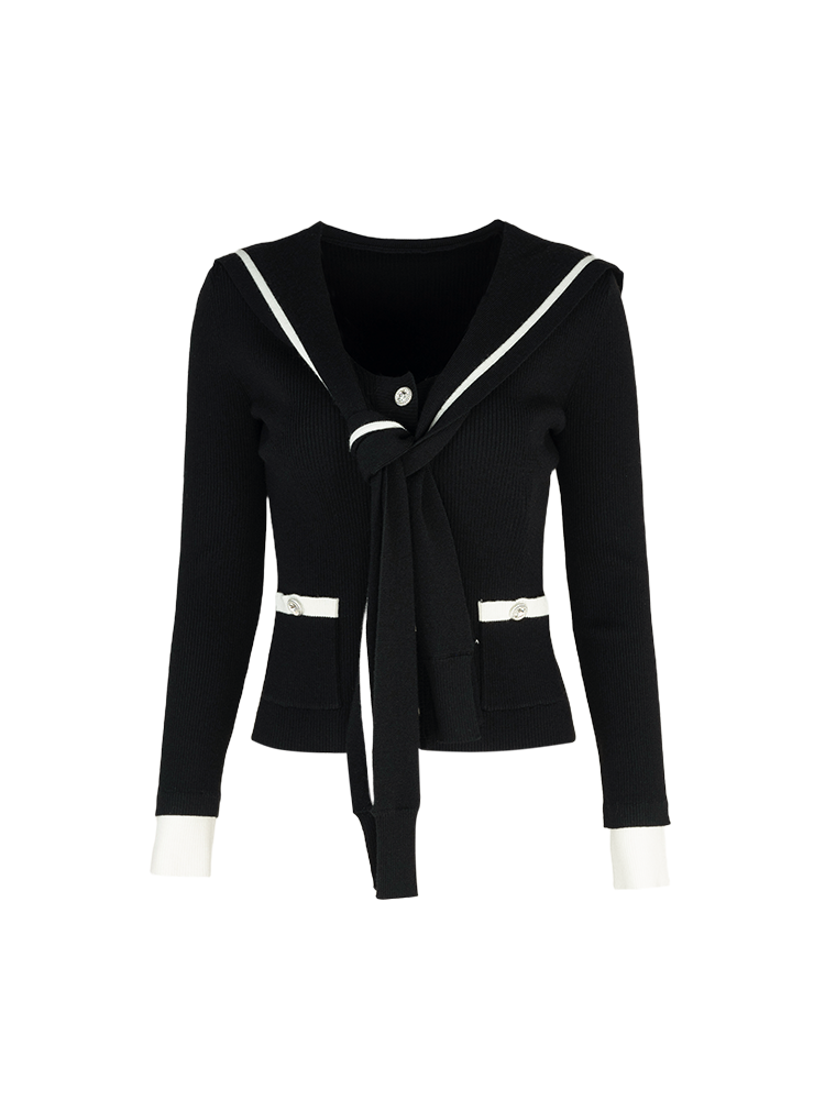 YES BY YESIR  Deconstructed sailor collar Knitted top - SAMSON.