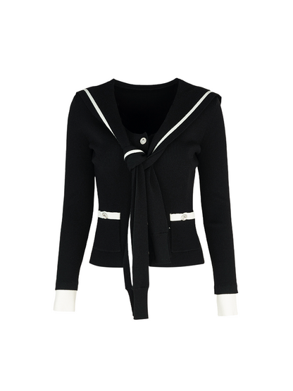 YES BY YESIR  Deconstructed sailor collar Knitted top - SAMSON.