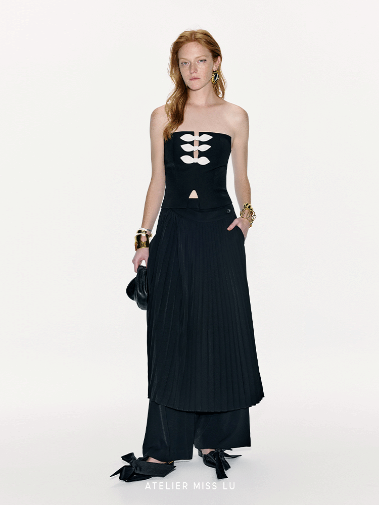ATELIER MISS LU Fall/Winter deconstructed pleated panelled pants - CLEMENTINE