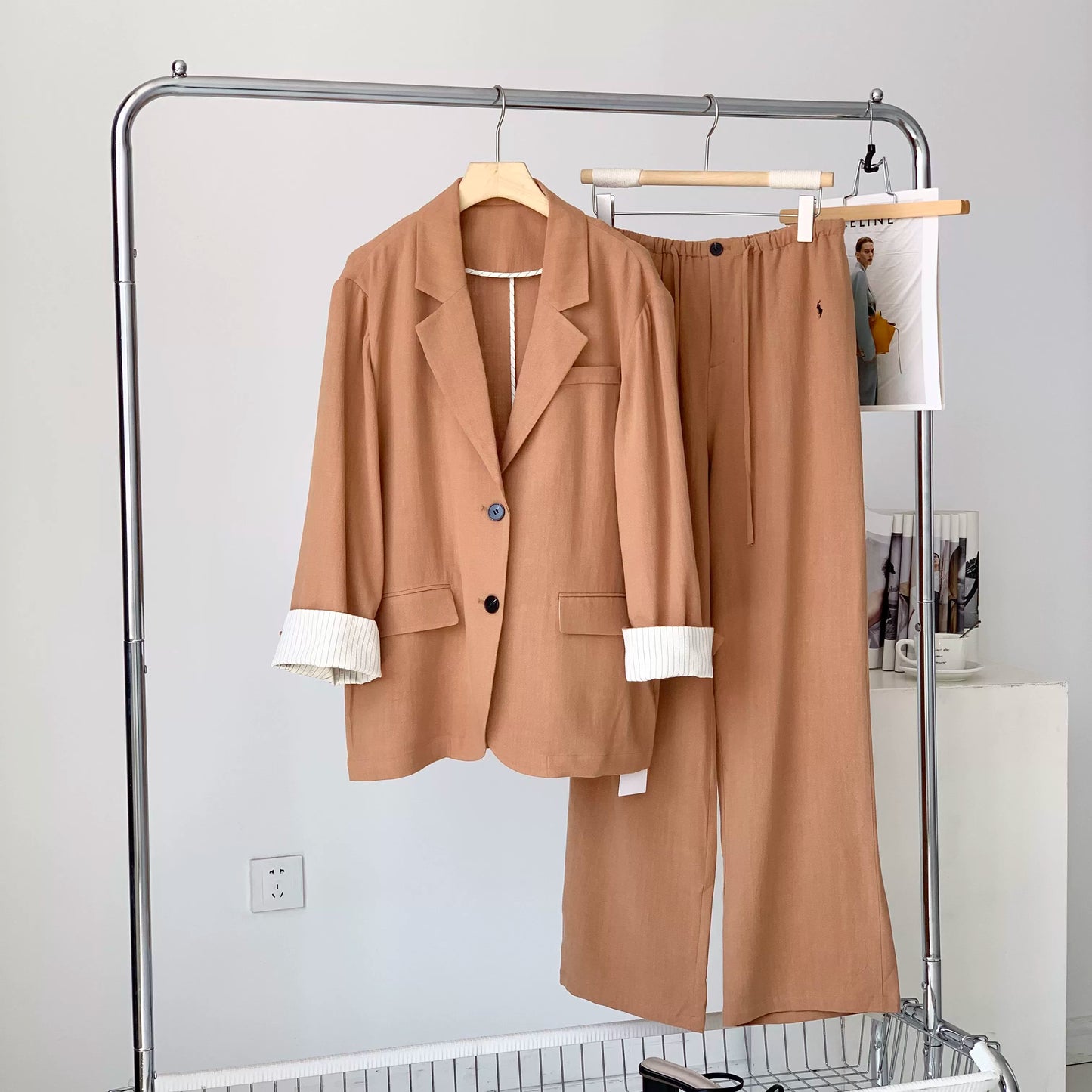 PIAOIN Premium Casual Linen Blazer Women's Versatile Straight Wide-leg Pants ALEXANDRA