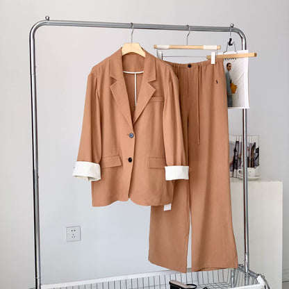 PIAOIN Premium Casual Linen Blazer Women's Versatile Straight Wide-leg Pants ALEXANDRA