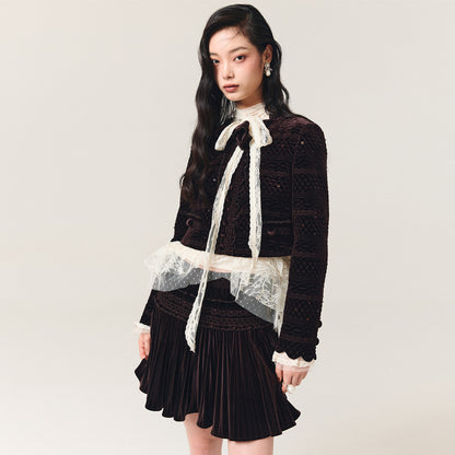 FAME A-shaped silhouette embroidered pleated skirt - LUCAS