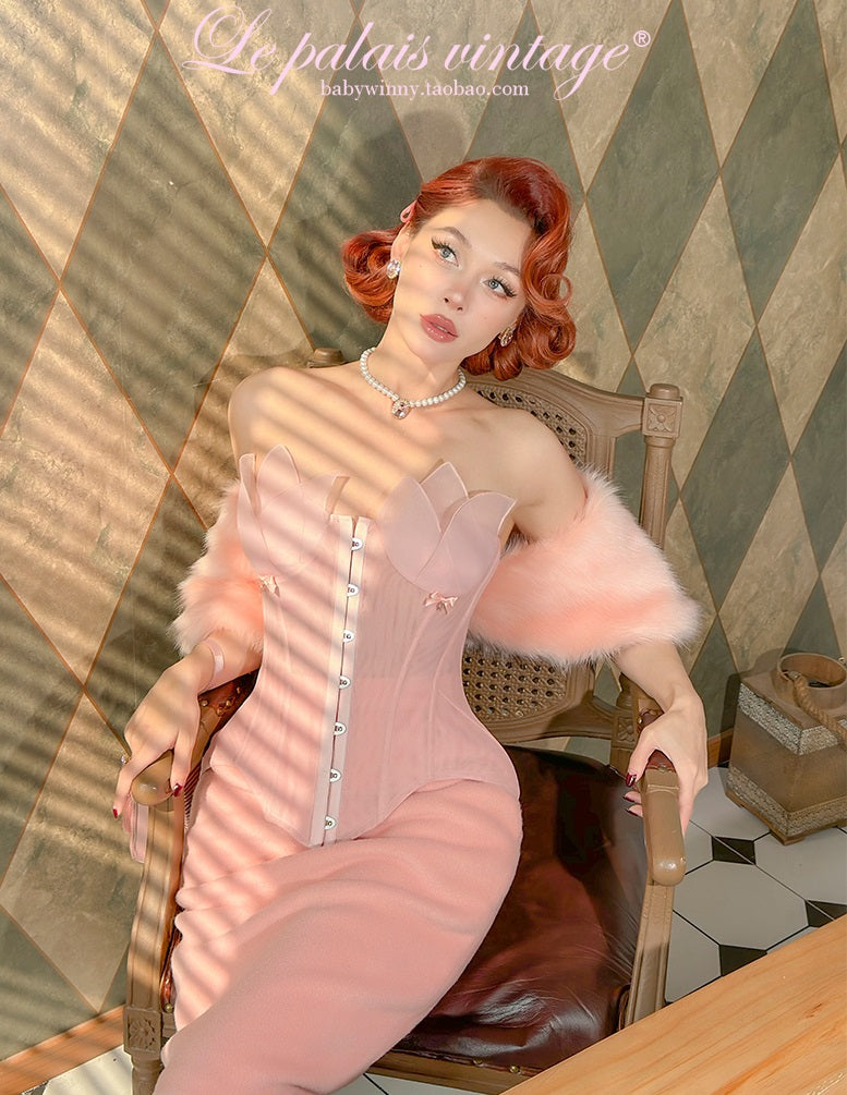 Le Palais  Peach Pie Slim Coat + Skirt Peach Pink Suit-PALM