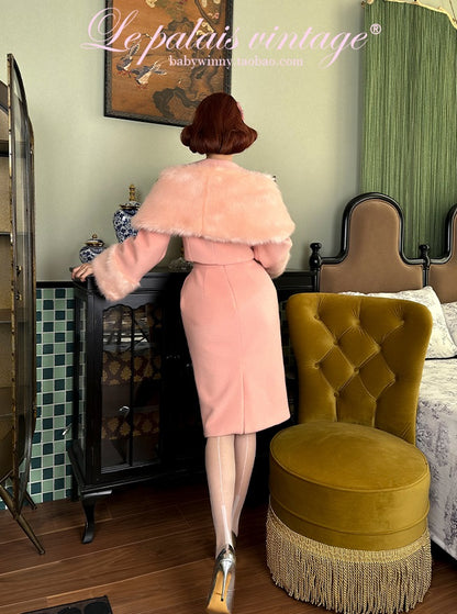 Le Palais  Peach Pie Slim Coat + Skirt Peach Pink Suit-PALM