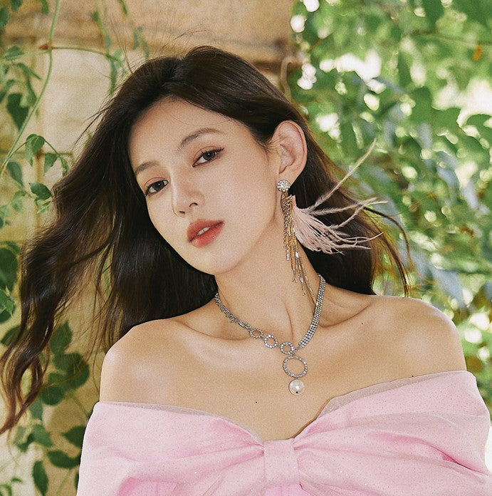 DOLLY Luxury Ostrich Feather Tassel Chic Earring-KIKI